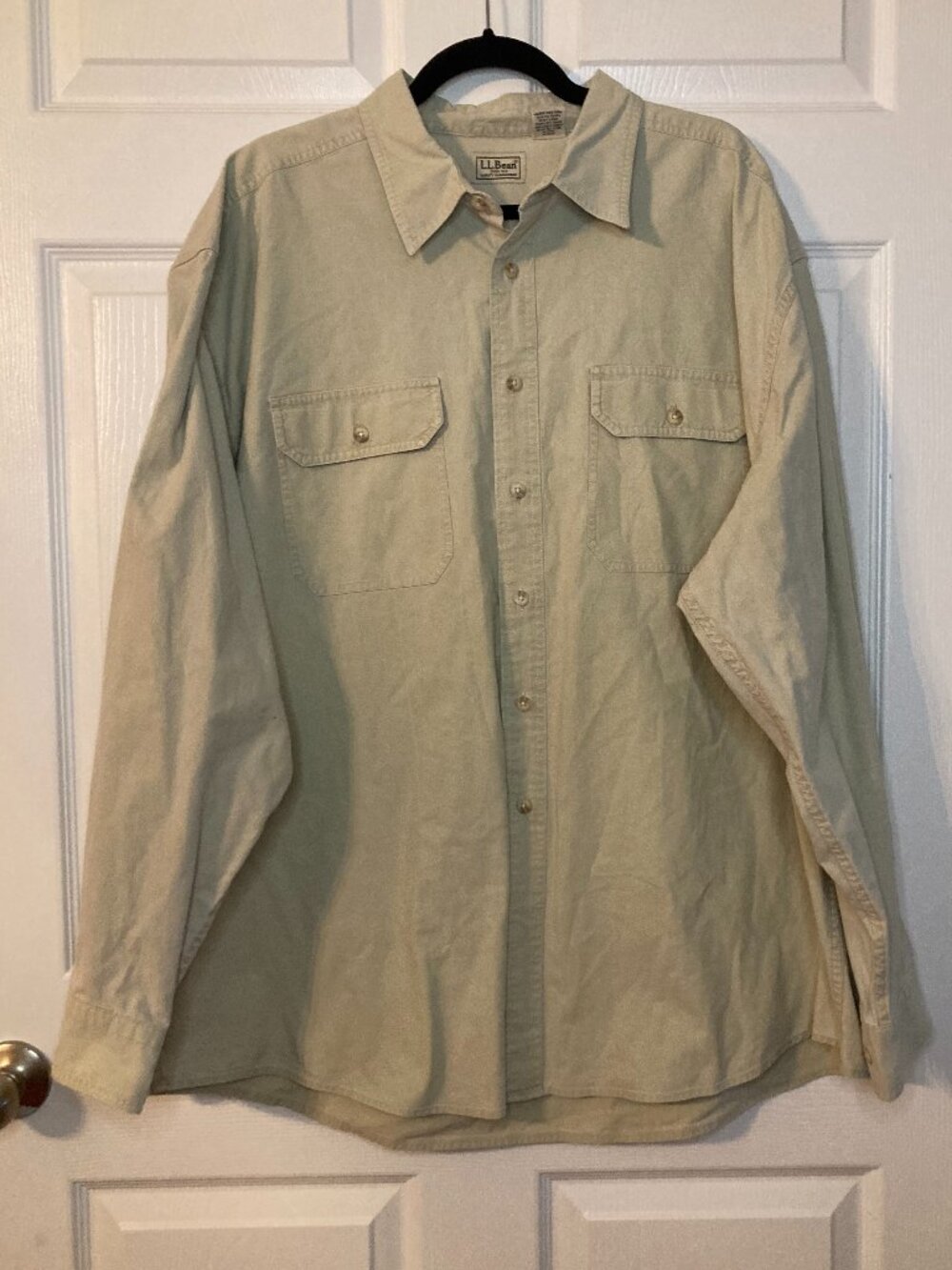 L.L. Bean Men's Beige Long-Sleeve Cotton Canvas Utility Shirt - Size XXL-REG